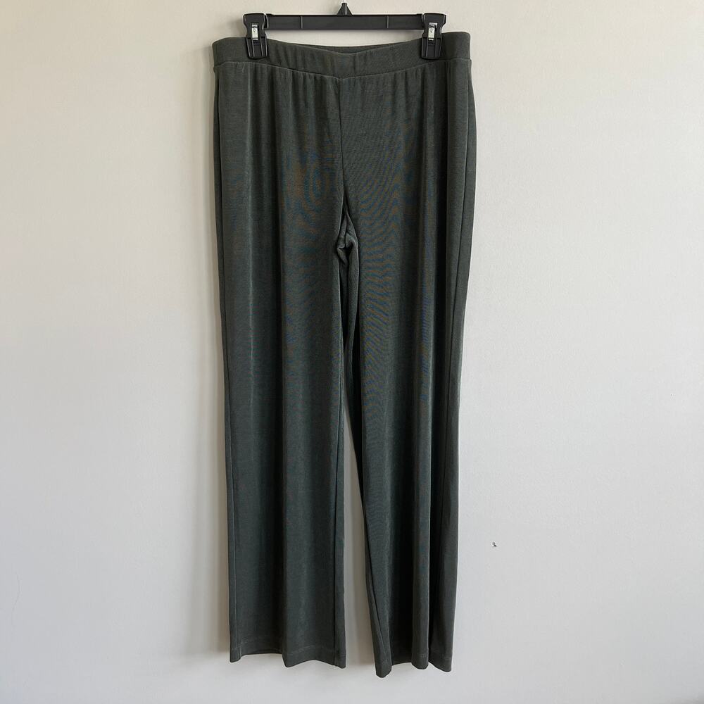 Chico's Travelers Pants Pull On Wide Leg Green Packable Chico's 1 Medium